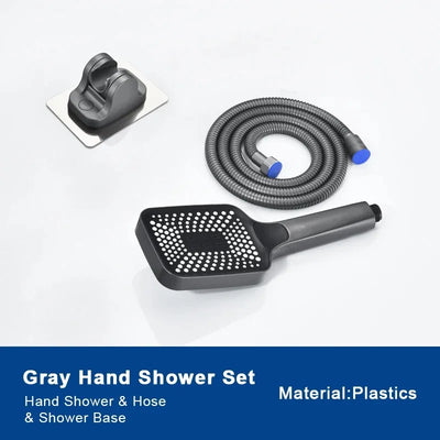 Gray Waterfall Bathtub Faucet With Brass Hand Shower Set