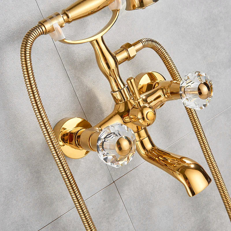 Waterfall Bathtub Faucet Brass Telephone Style Golden Finish