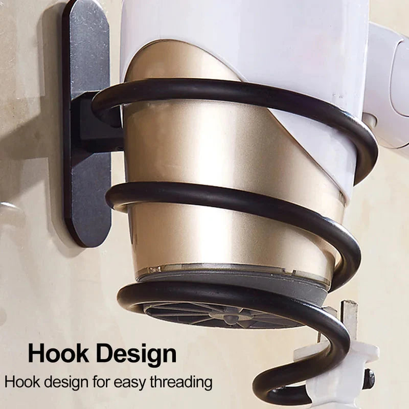 Perforated Space Aluminum Hair Dryer Holder Wall Mounted For Bathroom