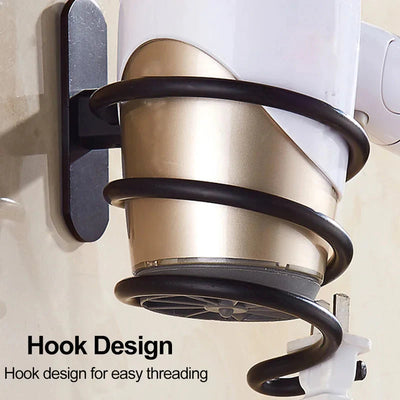 Perforated Space Aluminum Hair Dryer Holder Wall Mounted For Bathroom