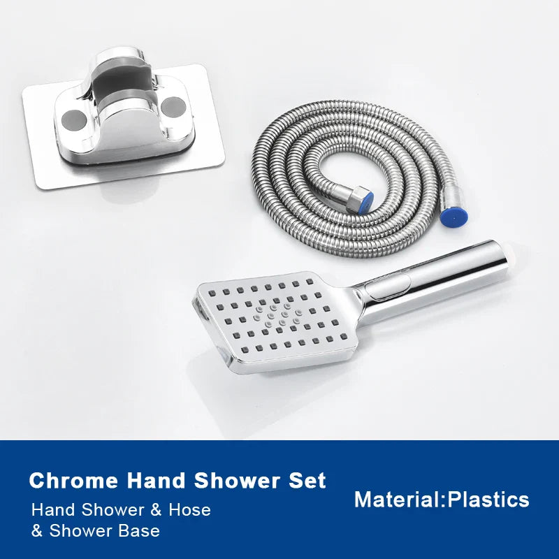Gray Waterfall Bathtub Faucet Brass Chrome Wall Mount With Hand Shower