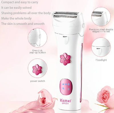 Kemei Women Electric Shaver For Legs Body Bikini Face Trimmer