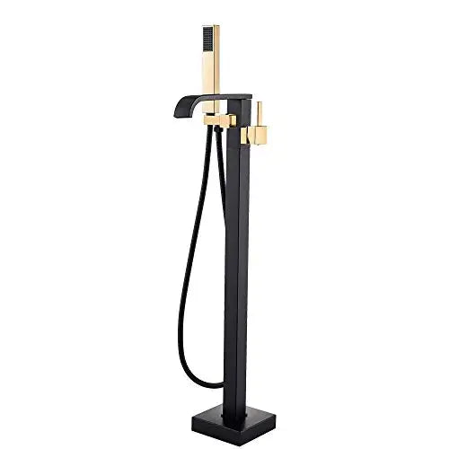 Bright Chrome Floor Mounted Bathtub Faucet With Single Handle Shower Set