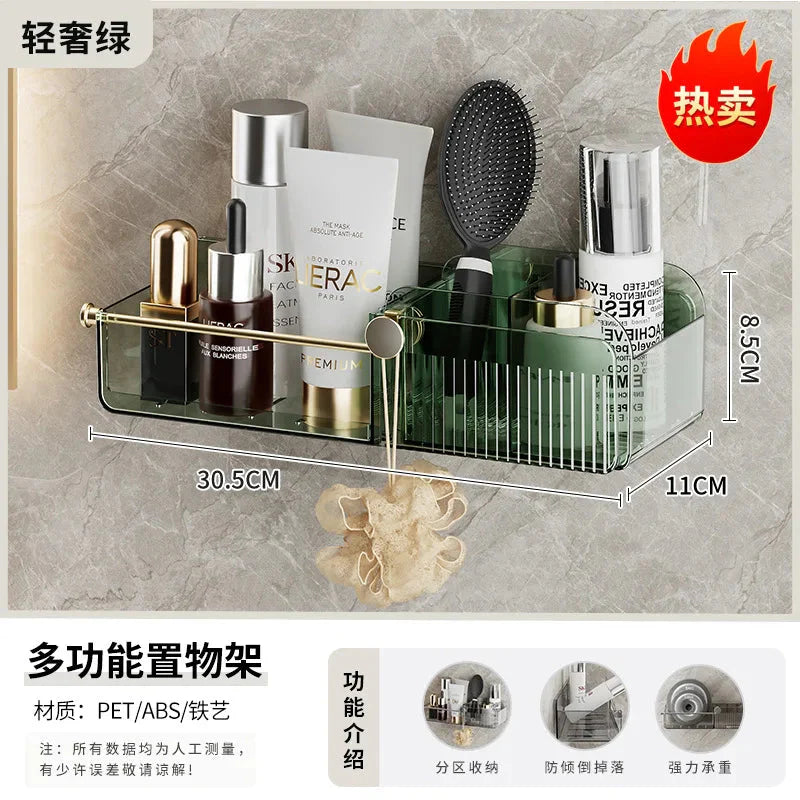 Hair Dryer Rack Punch-Free Bathroom Organizer Wall Mount Holder