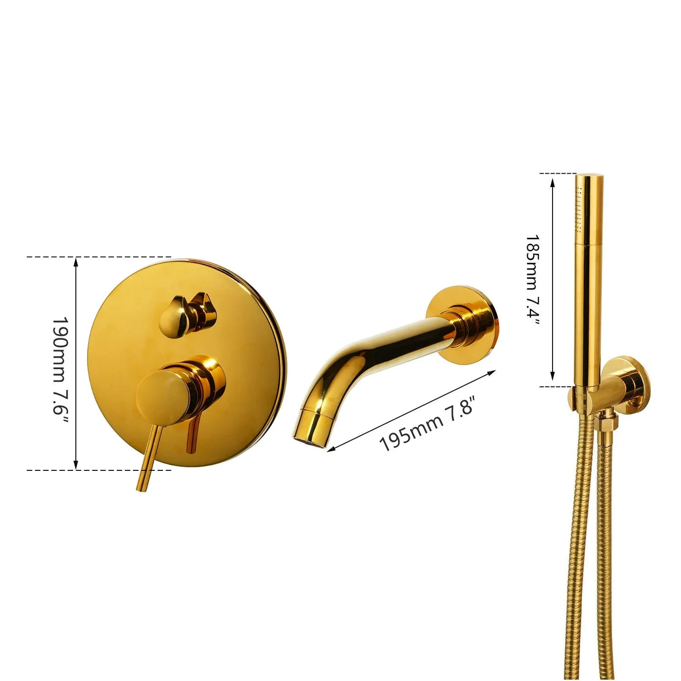 Brush Gold Bathroom Shower System Wall Mount Bathtub Faucet