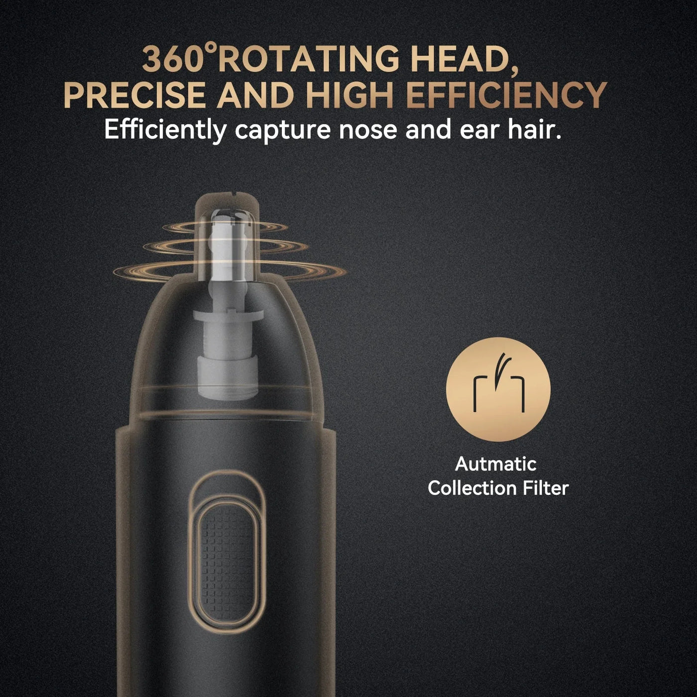 Nose Hair Trimmer For Men Rechargeable 360 Rotating Dual-Blade Shaver