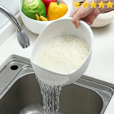 Multi-Use Rice Basket For Draining Sifting And Storing Rice
