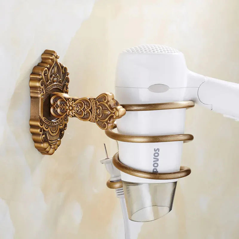 Hair Dryer Holder Aluminum Bathroom Shelf Vintage Style