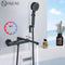 Thermostatic Bathtub Faucet Set Wall Mounted Black Chrome Shower Mixer
