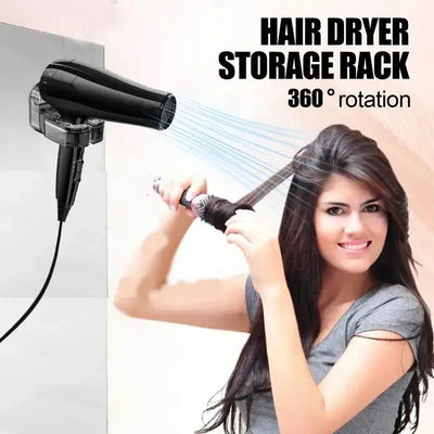 Rotating Hair Dryer Rack Wall Mounted Bathroom Storage Organizer