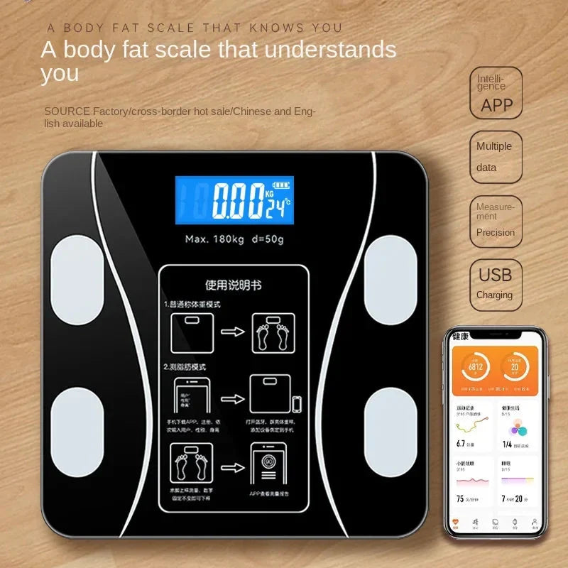 Bluetooth Body Fat Scale With App For Accurate Bathroom Weighing