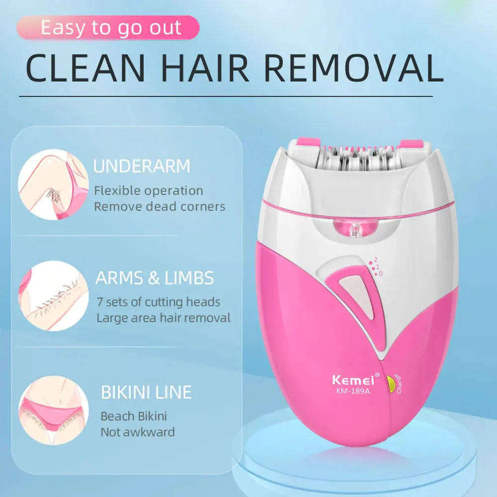 Kemei Women's Electric Epilator Rechargeable Hair Removal Device