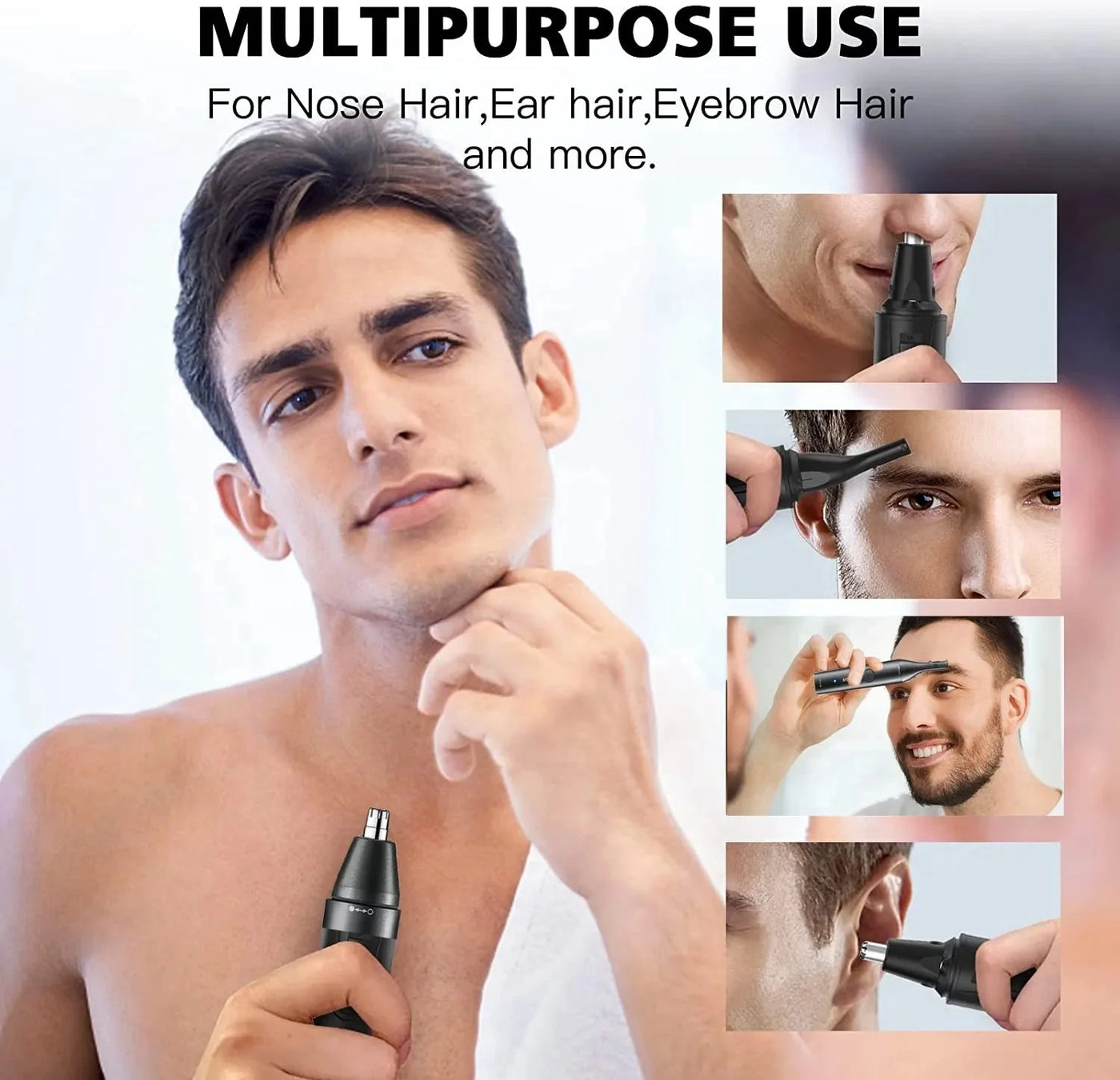 2in1 Washable Nose Hair Trimmer Electric Beard And Ear Groomer
