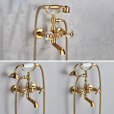 Waterfall Bathtub Faucet Brass Telephone Style Golden Finish
