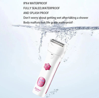 Kemei Women Electric Shaver For Legs Body Bikini Face Trimmer