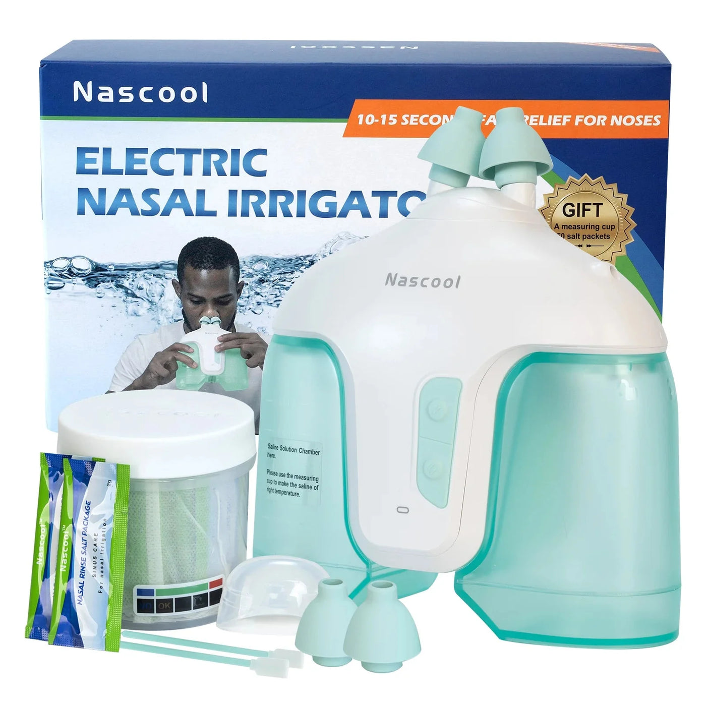 Nascool Electric Nasal Irrigation System With 50 SaltPods Irrigator
