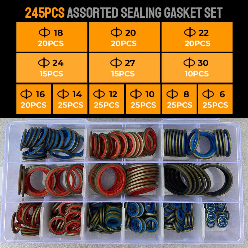 Pousbo Assorted Sealing Gasket Set 100pcs And 245pcs Variety