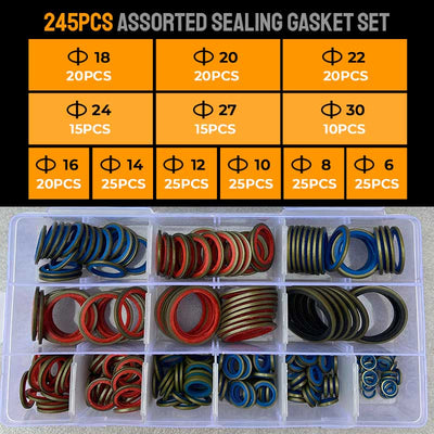 Pousbo Assorted Sealing Gasket Set 100pcs And 245pcs Variety
