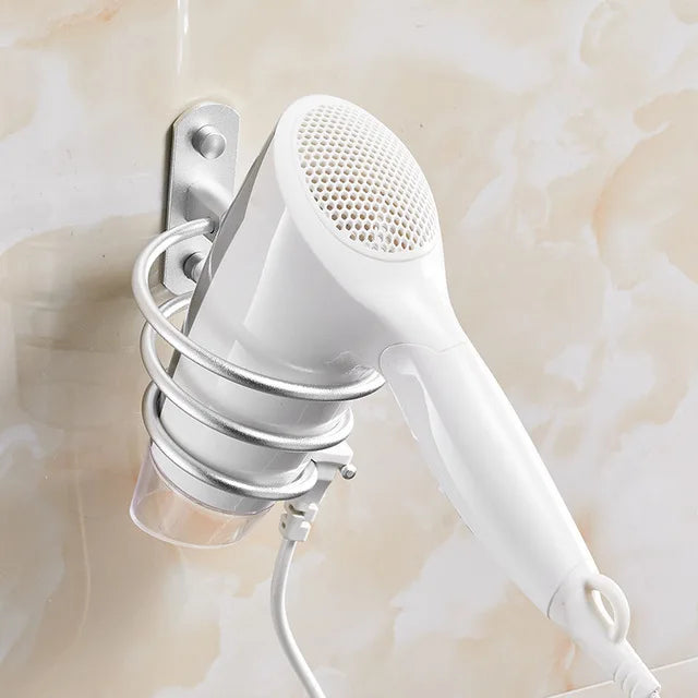Perforated Space Aluminum Hair Dryer Holder Wall Mounted For Bathroom