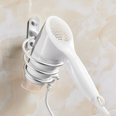Perforated Space Aluminum Hair Dryer Holder Wall Mounted For Bathroom