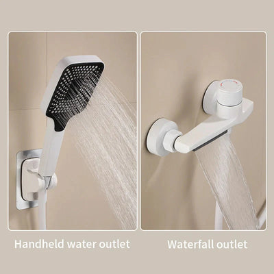 Bathroom Tub Faucet Single Handle Waterfall Spout Mixer With Hand Shower