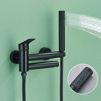 Bathtub Faucet Wall Mounted Brushed Gold Rotatable Shower Set