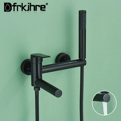 Bathtub Faucet Wall Mounted Brushed Gold Rotatable Shower Set