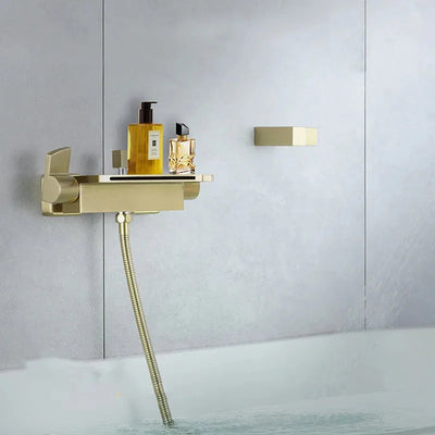 Bathtub Shower Set Wall Mounted Double Handle Gold Bathroom Fixture