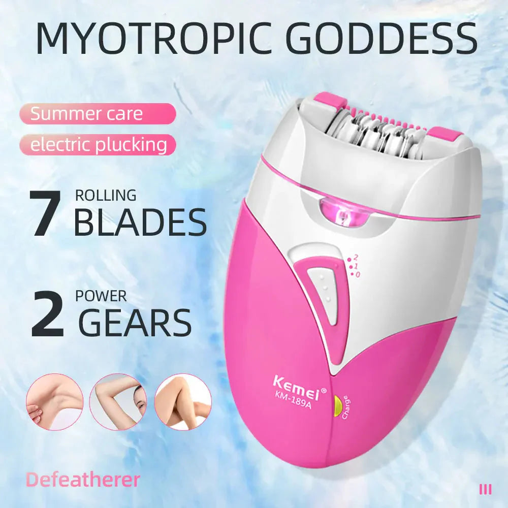 Kemei Women's Electric Epilator Rechargeable Hair Removal Device