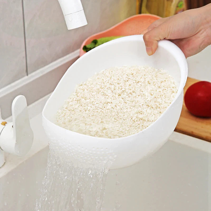 Multi-Use Rice Basket For Draining Sifting And Storing Rice