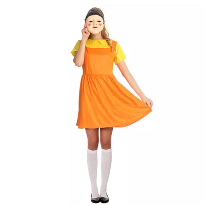 Young-hee Doll Costume Red Light Green Light Robot Dress Mask