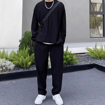 Men's Casual Tracksuit Set Loose Long Sleeve 2-piece Outfit