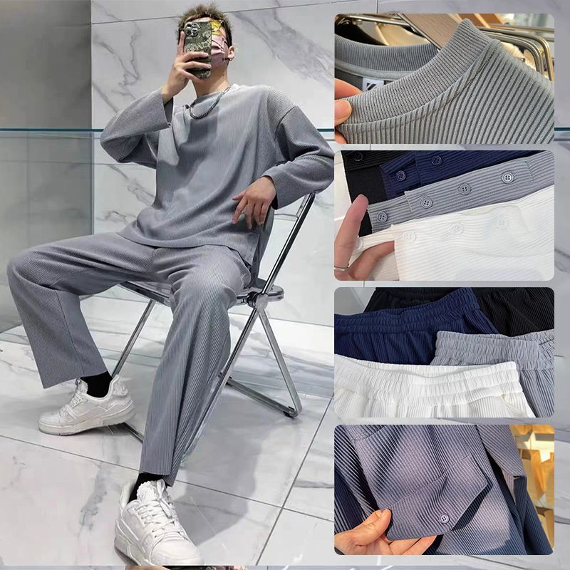 Men's Casual Tracksuit Set Loose Long Sleeve 2-piece Outfit