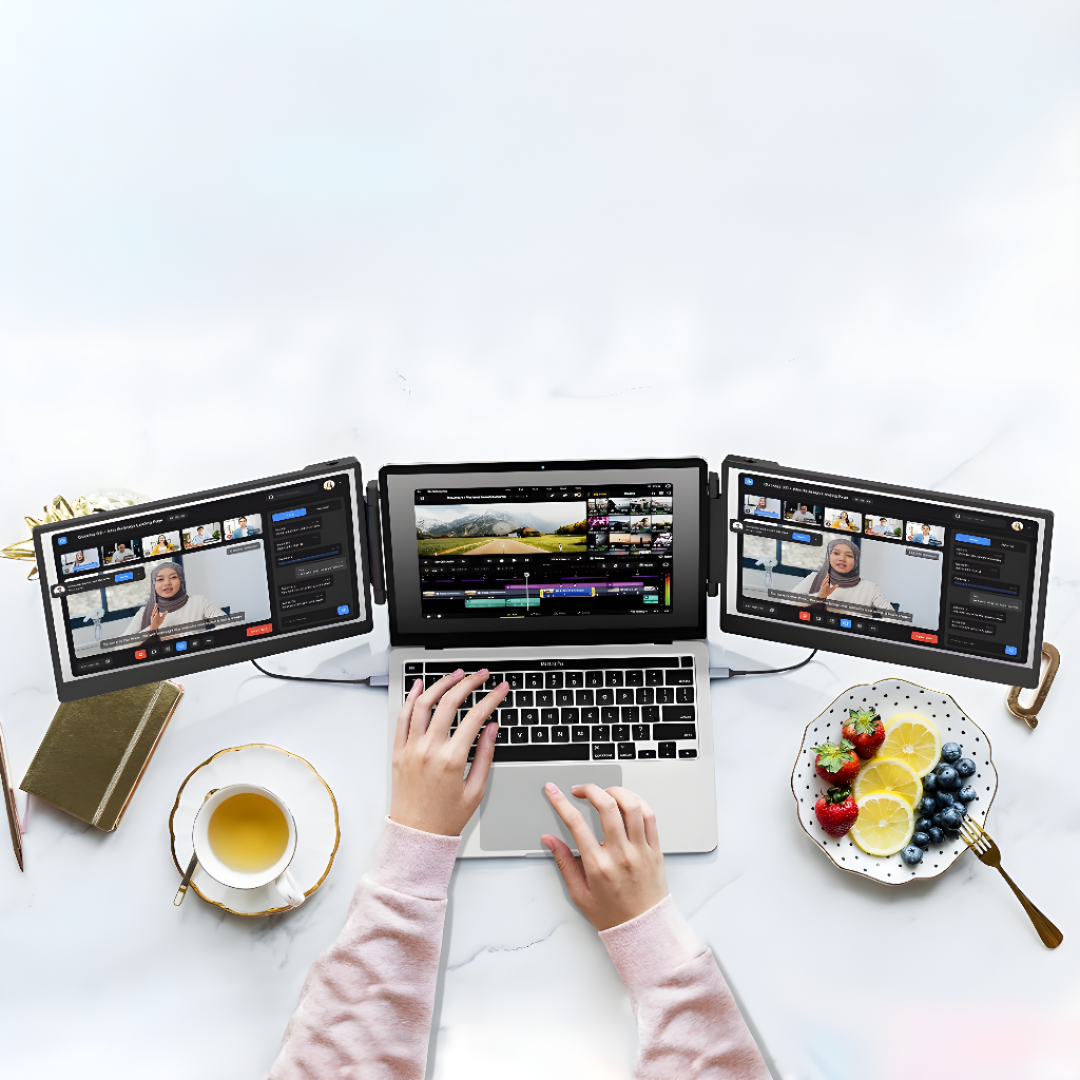 Portable Dual Laptop Monitor Extender For Enhanced Productivity