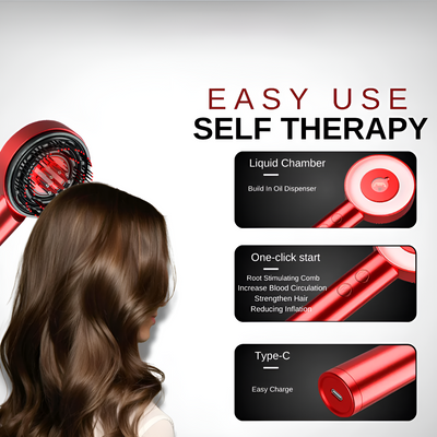 Red Light Therapy Hairbrush For Scalp Stimulation And Hair Growth