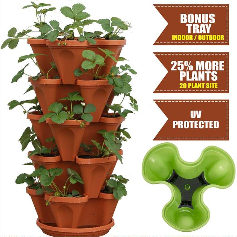 Stackable Strawberry Plant Pots For Easy Vertical Gardening