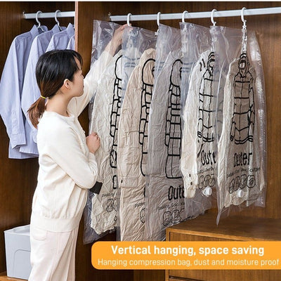 Hanging Vacuum Storage Bags Space Saving Clothes Organizer Set