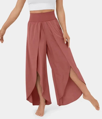 High Waisted Wide Leg Pants Split Casual Quick Dry Design
