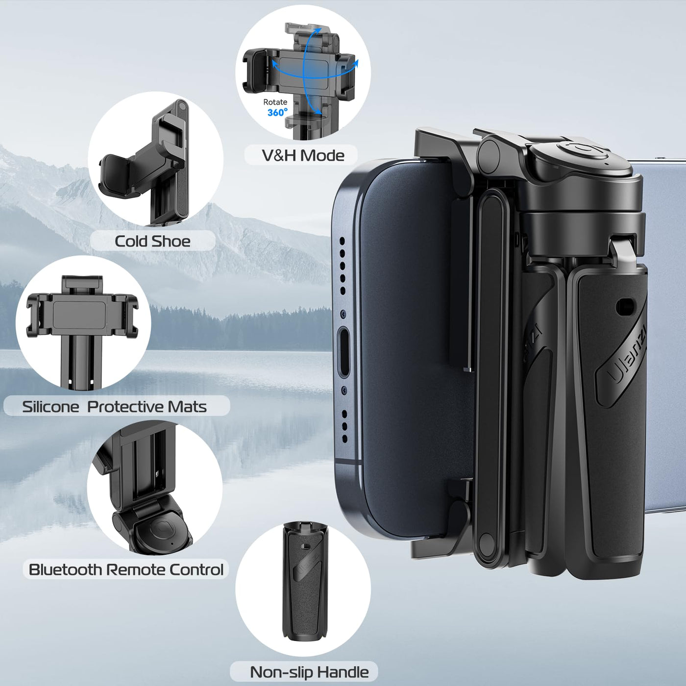 Extendable Grip Phone Tripod With Detachable Remote Pocket Size