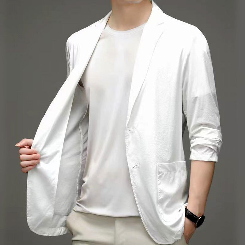 Men's Summer Lightweight Suit Jacket Wrinkle Proof Ice Silk