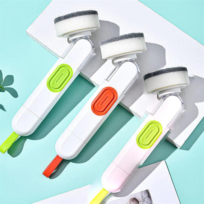 Dish Brush With Soap Dispenser Long Handle And Two Replacement Heads