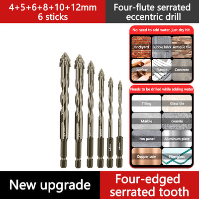 4-Flute Serrated Eccentric Drill Bit Kit Durable Precision Set