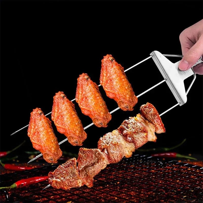 3 Way Grill Skewers Set For Versatile Outdoor Barbecue Cooking