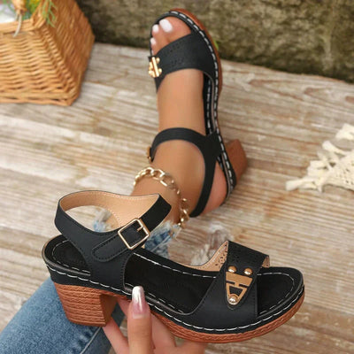Elegant Women's Block Heel Sandals Stylish Comfortable Design