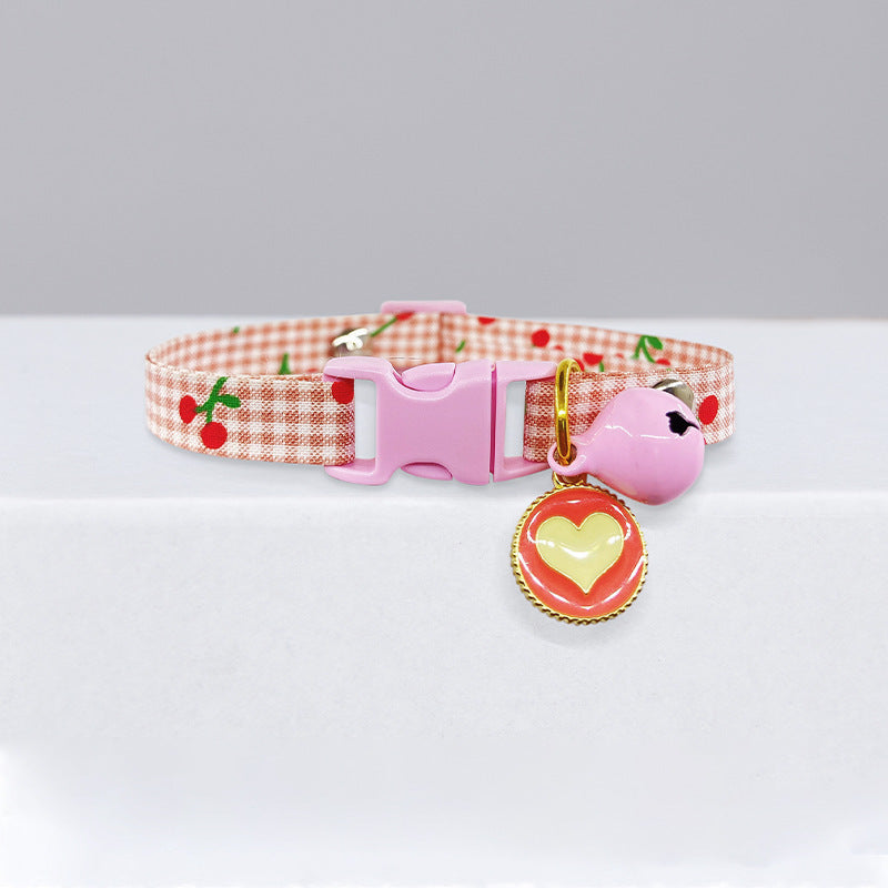 Polka Dot Cat Collar With Bell Adjustable Cute Design