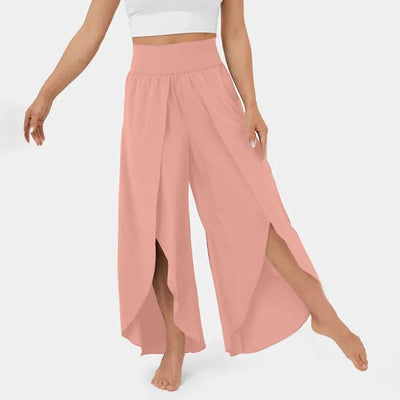 High Waisted Wide Leg Pants Split Casual Quick Dry Design