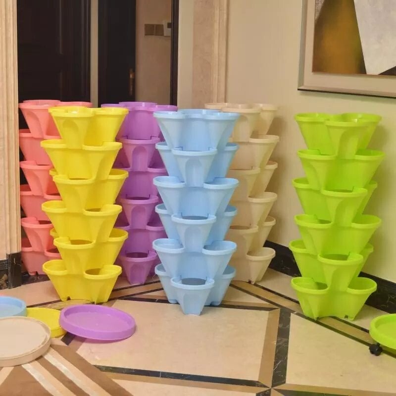 Stackable Strawberry Plant Pots For Easy Vertical Gardening