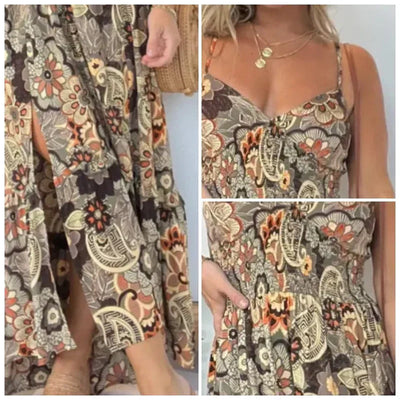 Women's Floral Spaghetti Strap Maxi Dress Long Elegant Summer Dress