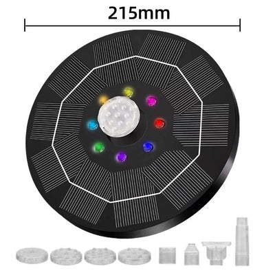 Solar Water Fountain With LED Lights 6 Nozzles 3000mAh Battery