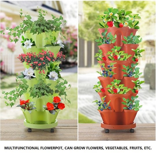 Stackable Strawberry Plant Pots For Easy Vertical Gardening